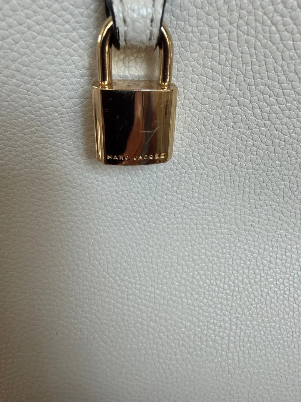 Marc Jacobs Cream Leather Top-Handle Satchel with Gold Hardware